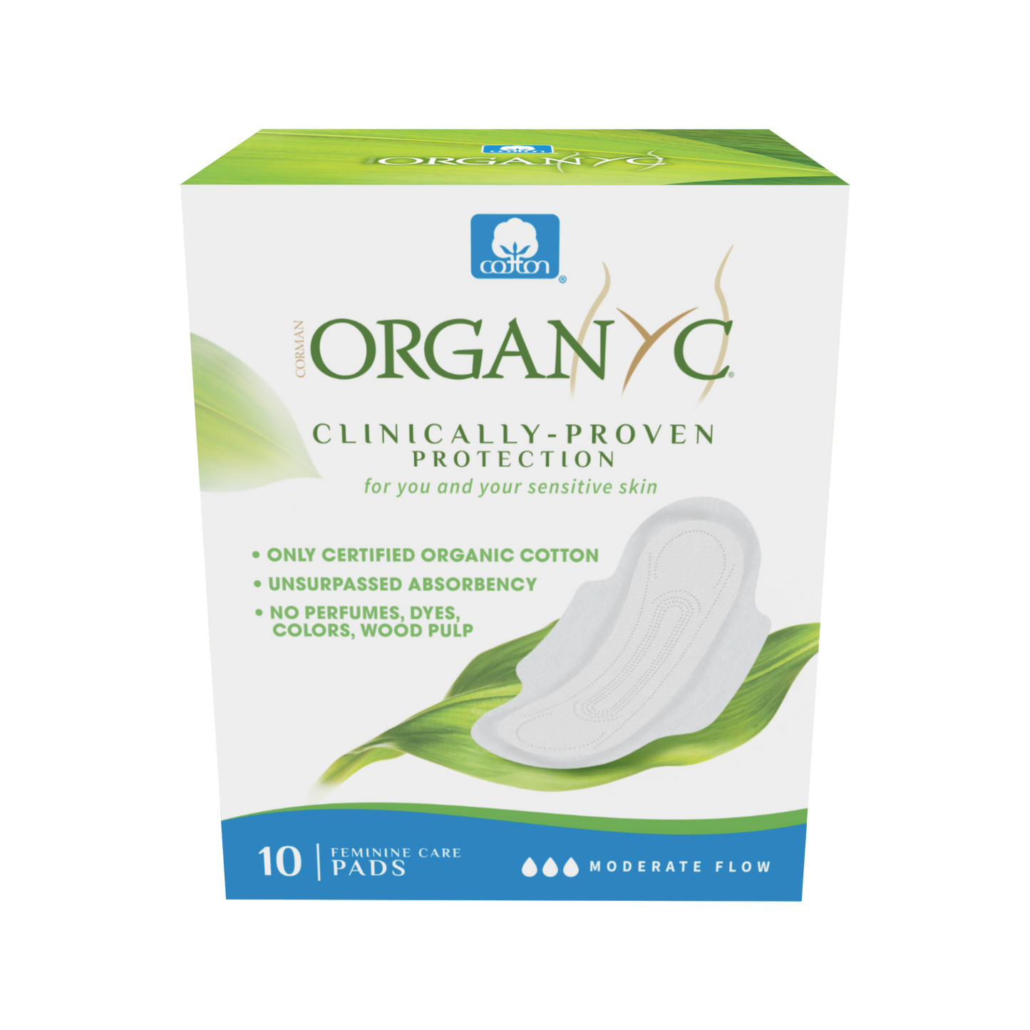 Organyc - ORGANIC COTTON MODERATE FLOW PADS WITH WINGS