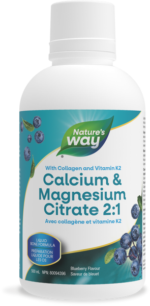 Nature's Way - CALCIUM & MAGNESIUM 2:1 VIT K2 & COLLAGEN - Blueberry