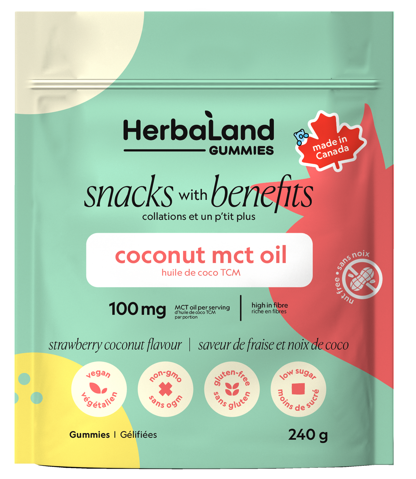 Herbaland - Herbaland Snack w/Benefits Coconut MCT Gummies 240g