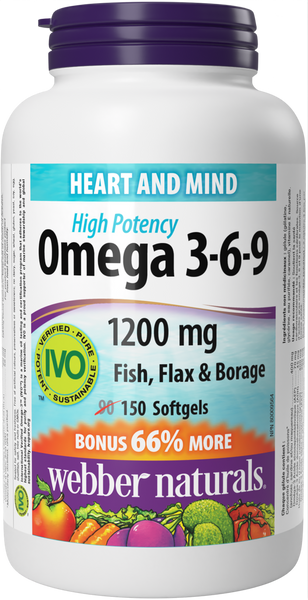 Webber Naturals - HIGH POTENCY OMEGA 3-6-9 - Bonus Size