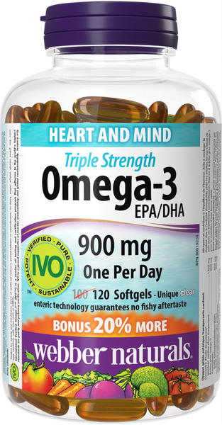 Webber Naturals - TRIPLE STRENGTH OMEGA-3 - Bonus Size