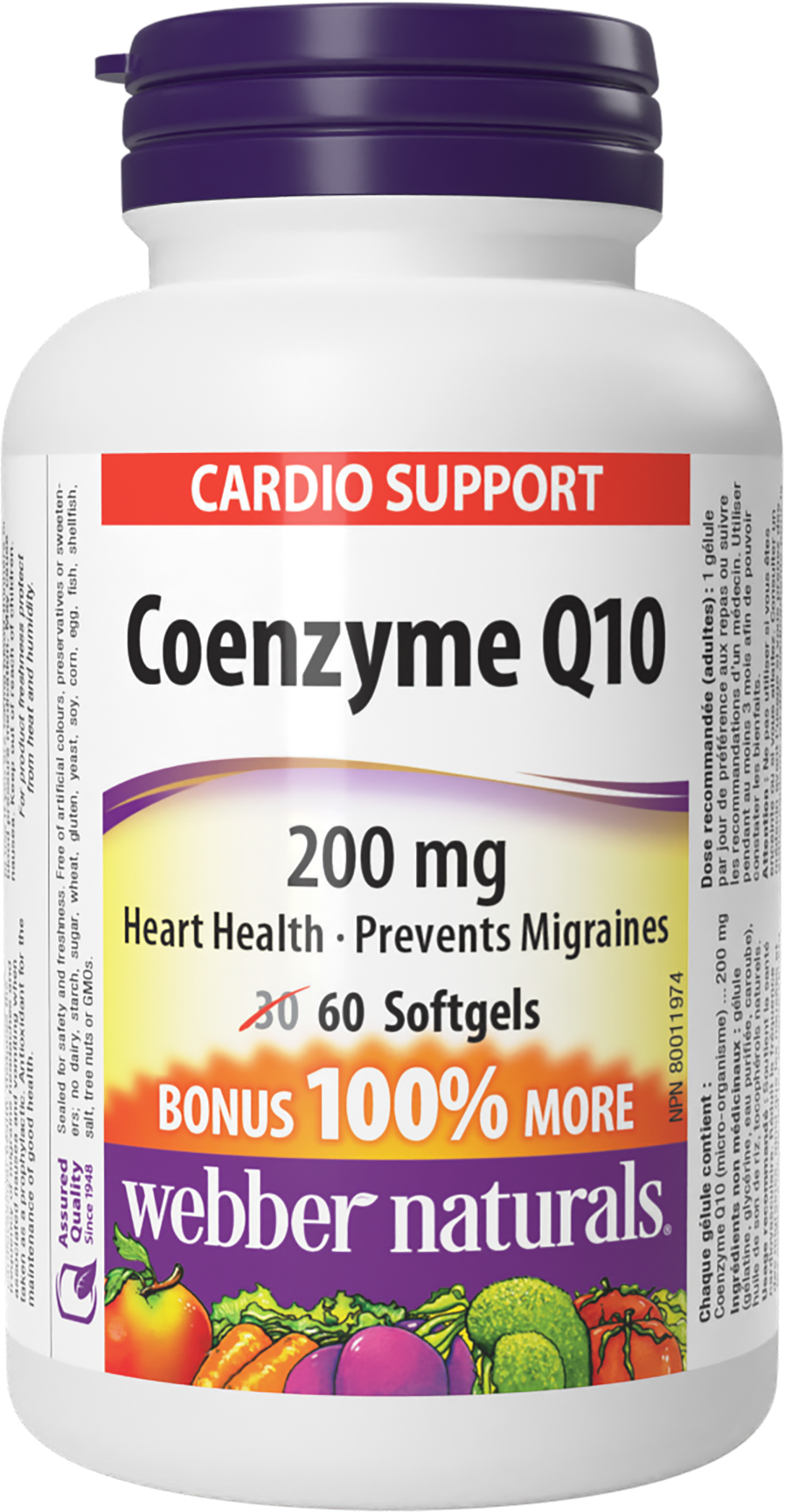 Webber Naturals - COENZYME Q10 - 200 mg - Bonus Size