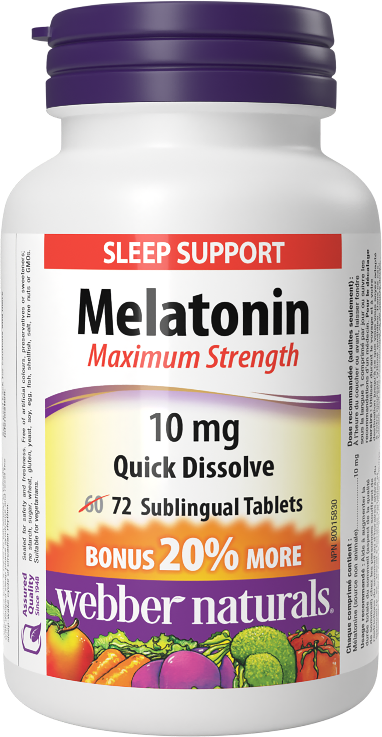 Webber Naturals - MELATONIN - 10 mg - Bonus Size