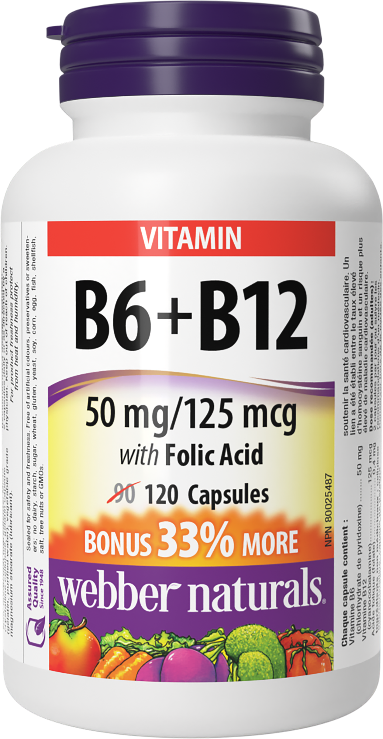 Webber Naturals - VITAMIN B6+B12 WITH FOLIC ACID - Bonus Size