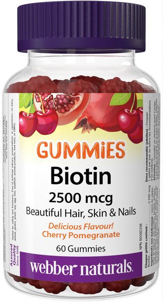 Webber Naturals - BIOTIN GUMMIES - 2500 mcg - Cherry Pomegranate