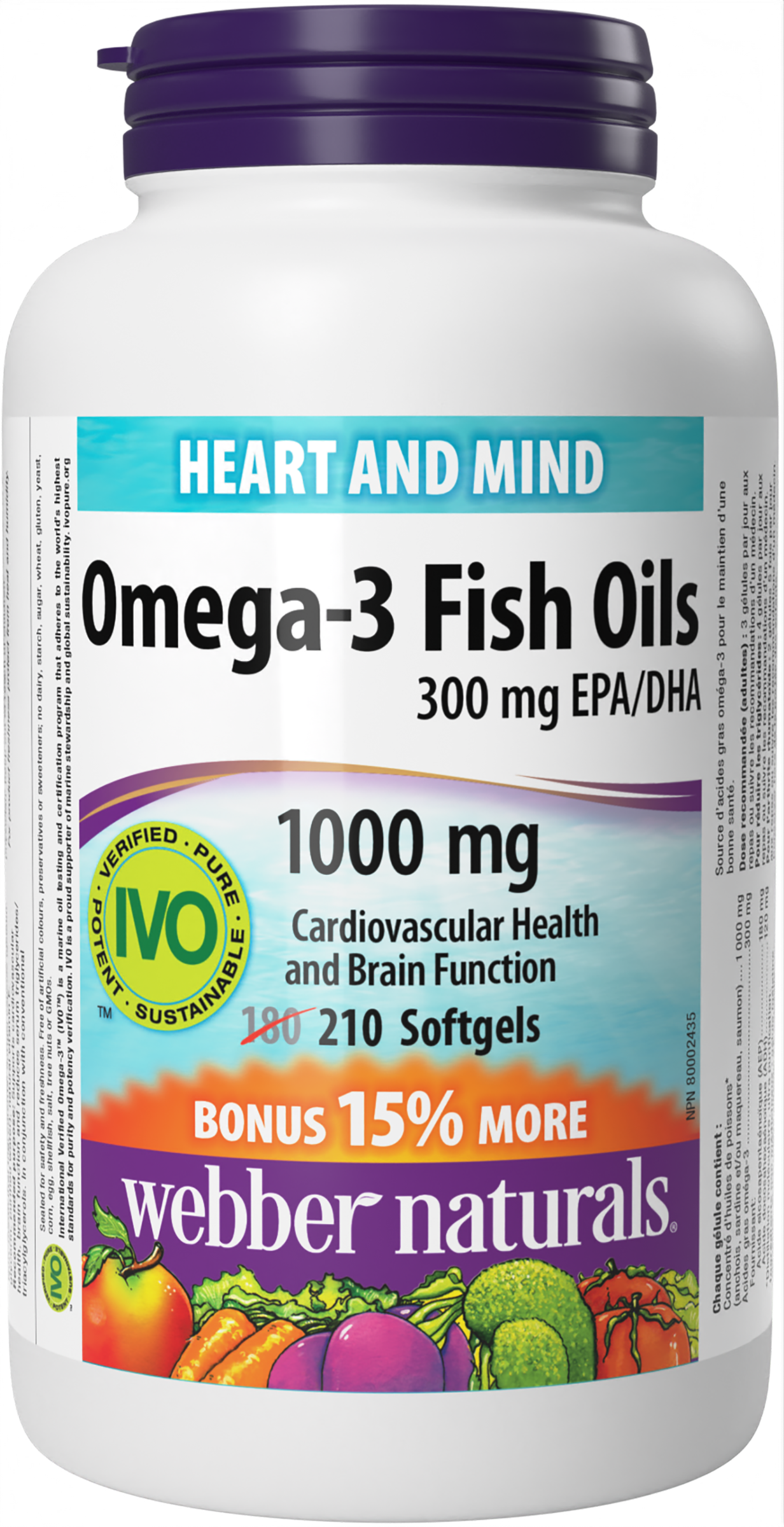 Webber Naturals - OMEGA-3 FISH OILS - 1000 mg - Bonus Size