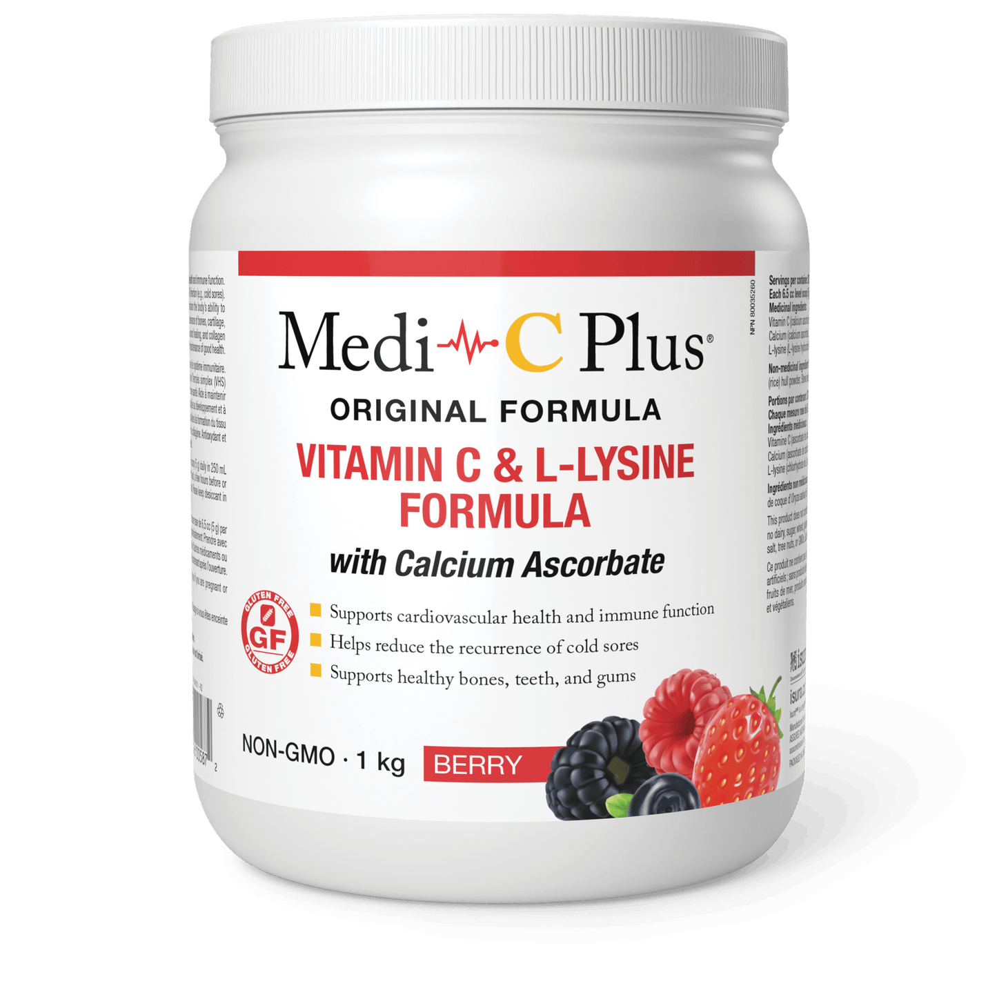 Medi-C Plus - VITAMIN C & L-LYSINE FORMULA WITH CALCIUM ASCORBATE - Berry