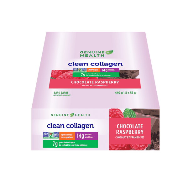 Genuine Health - CLEAN COLLAGEN PROTEIN BAR - Chocolate Raspberry