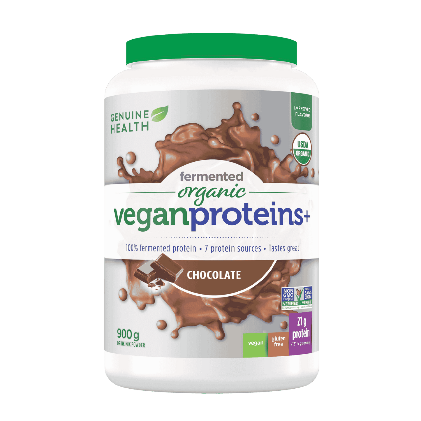 Genuine Health - FERMENTED ORGANIC VEGAN PROTEINS+ - Chocolate