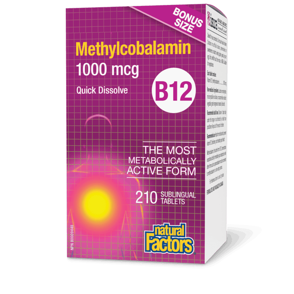 Natural Factors - B12 METHYLCOBALAMIN - 1000 mcg - Bonus Size