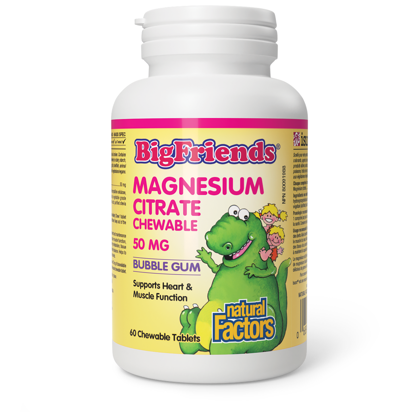 Natural Factors - BIG FRIENDS MAGNESIUM CITRATE CHEWABLE - Bubble Gum