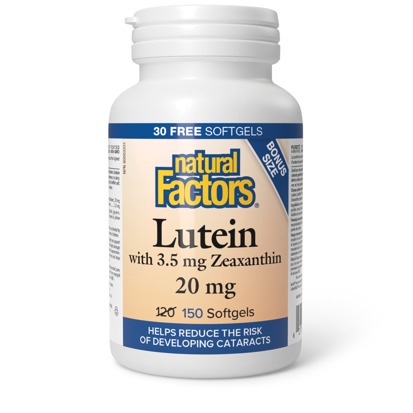 Natural Factors - LUTEIN - 20 mg - Bonus Size