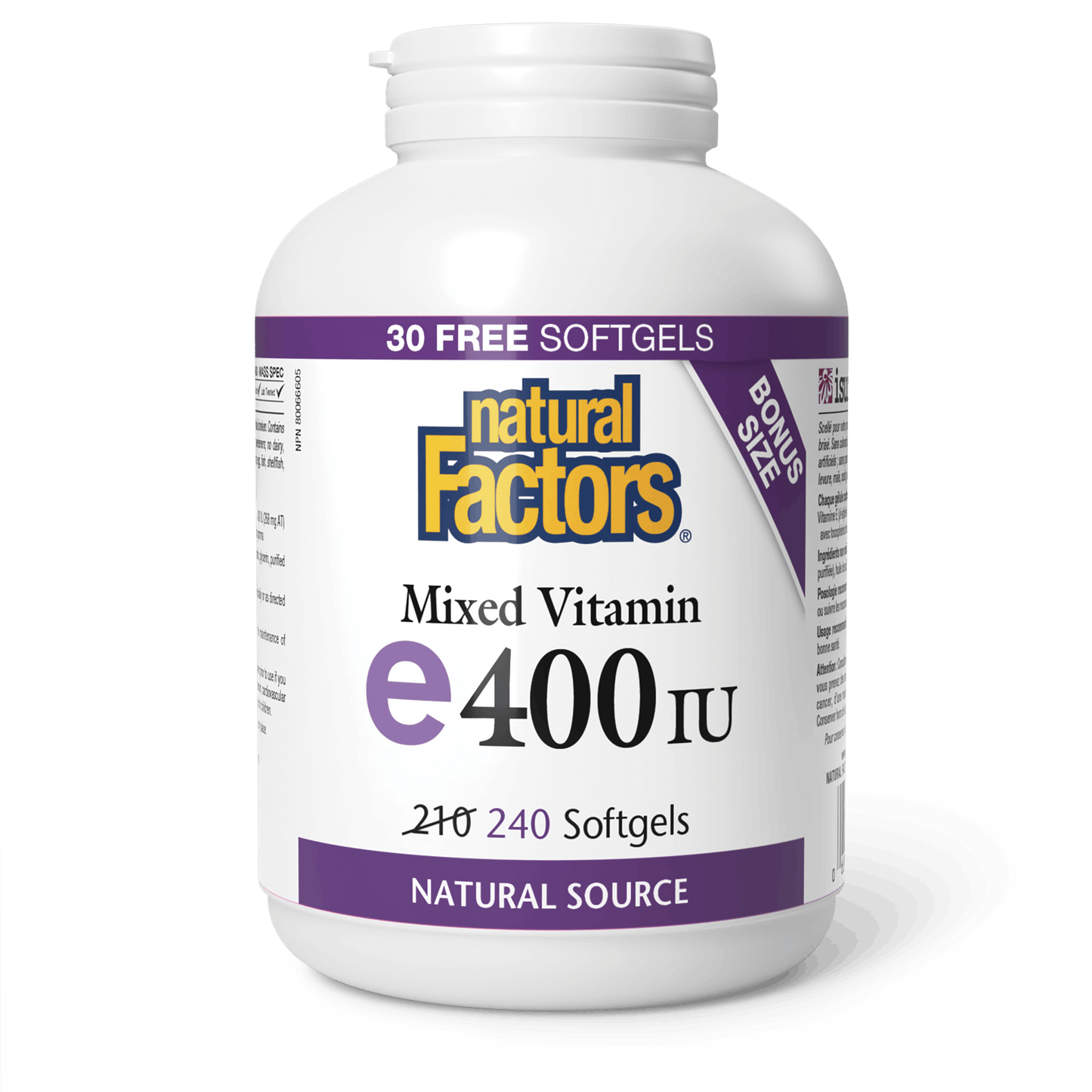 Natural Factors - VITAMIN E MIXED 400 IU - Bonus Size