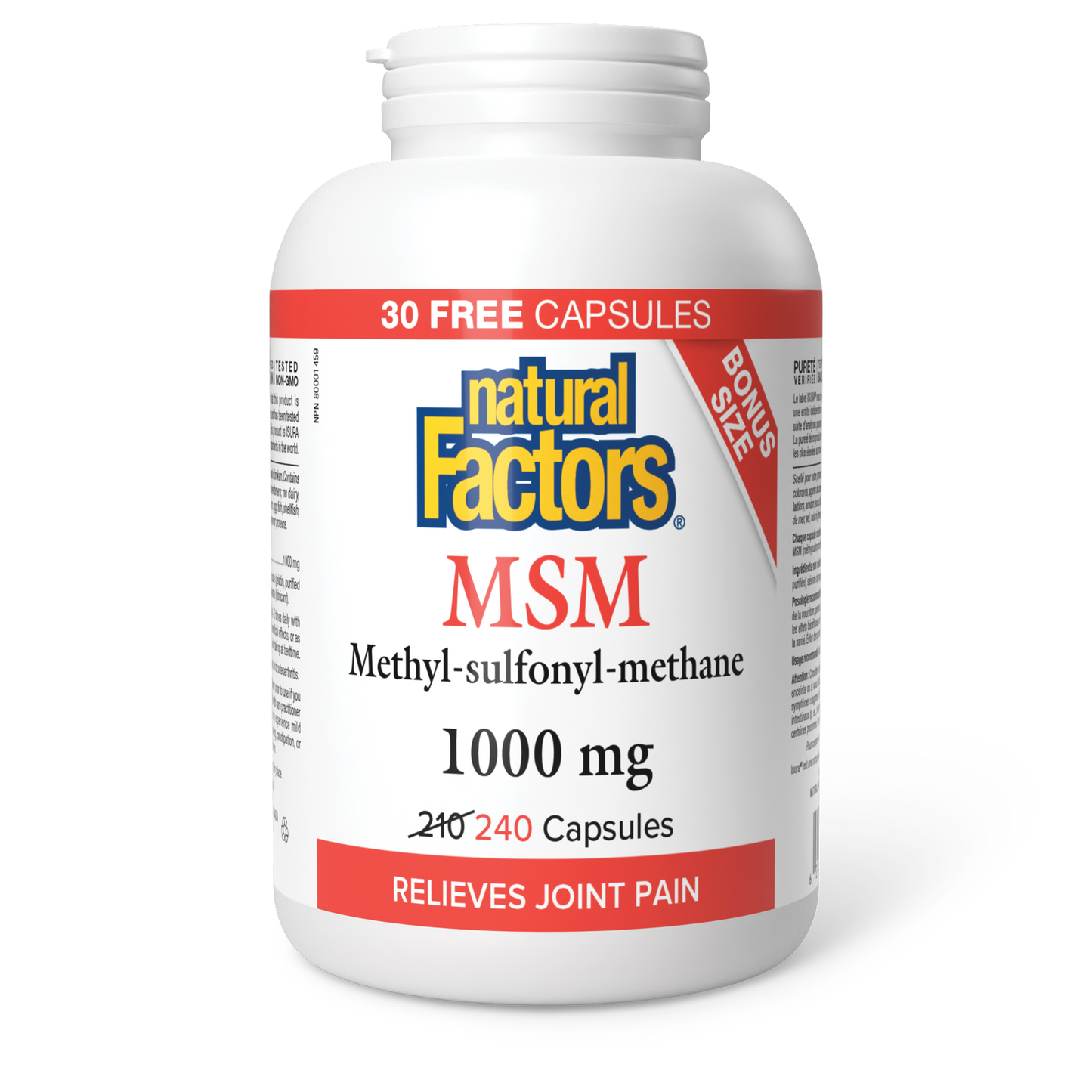 Natural Factors - MSM - 1000 mg - Bonus Size