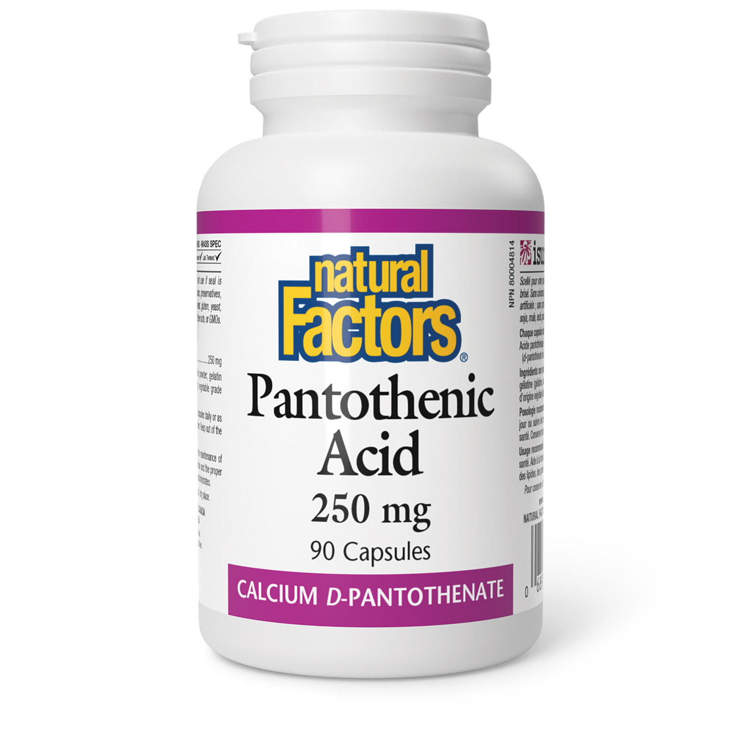 Natural Factors - PANTOTHENIC ACID - 250 mg