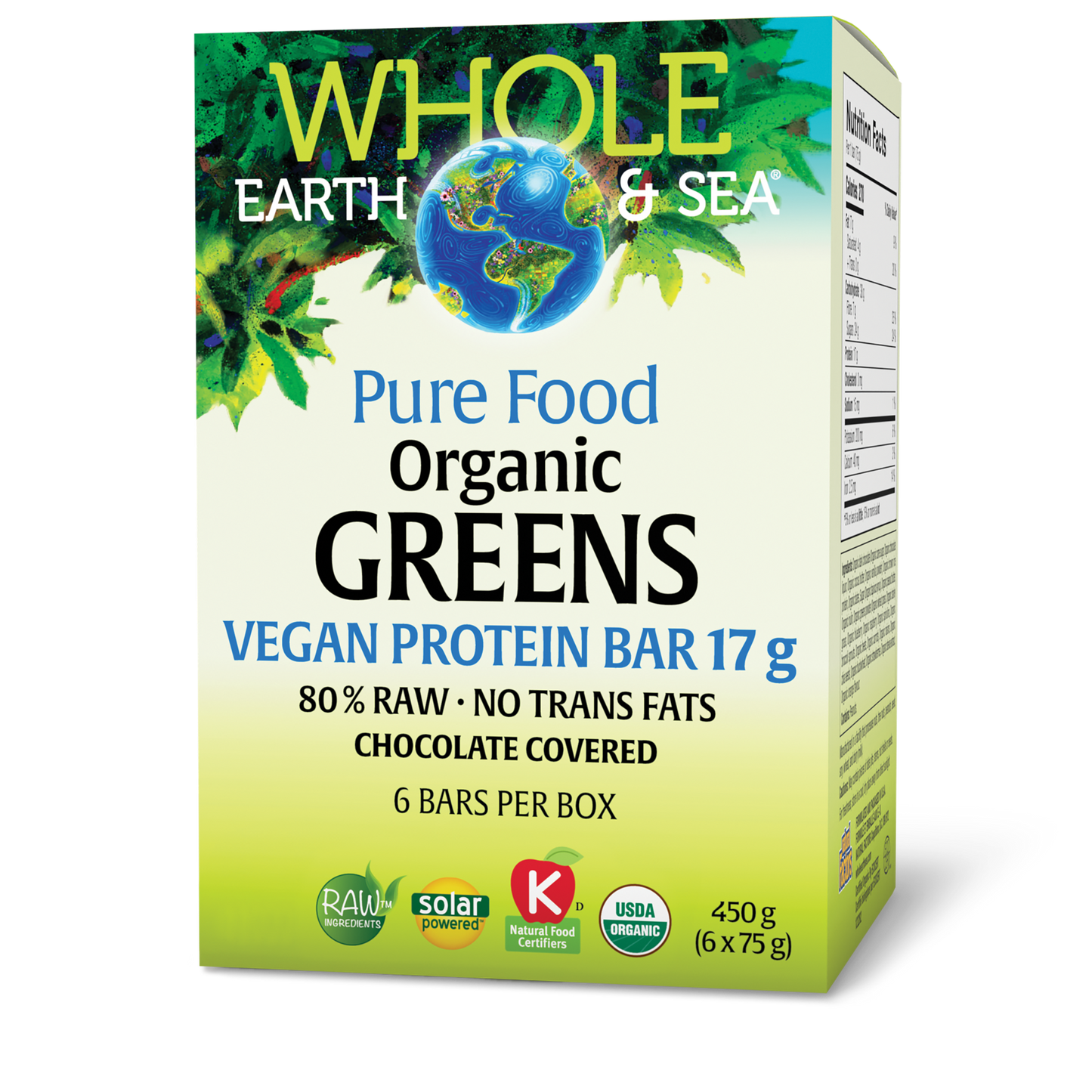 Natural Factors - WHOLE EARTH & SEA ORGANIC VEGAN GREENS PROTEIN BAR