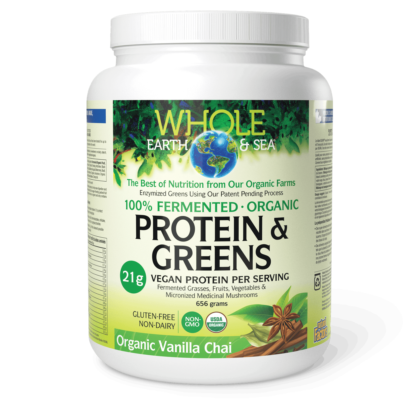 Natural Factors - WHOLE EARTH & SEA FERMENTED ORGANIC PROTEIN & GREENS - Organic Vanilla Chai