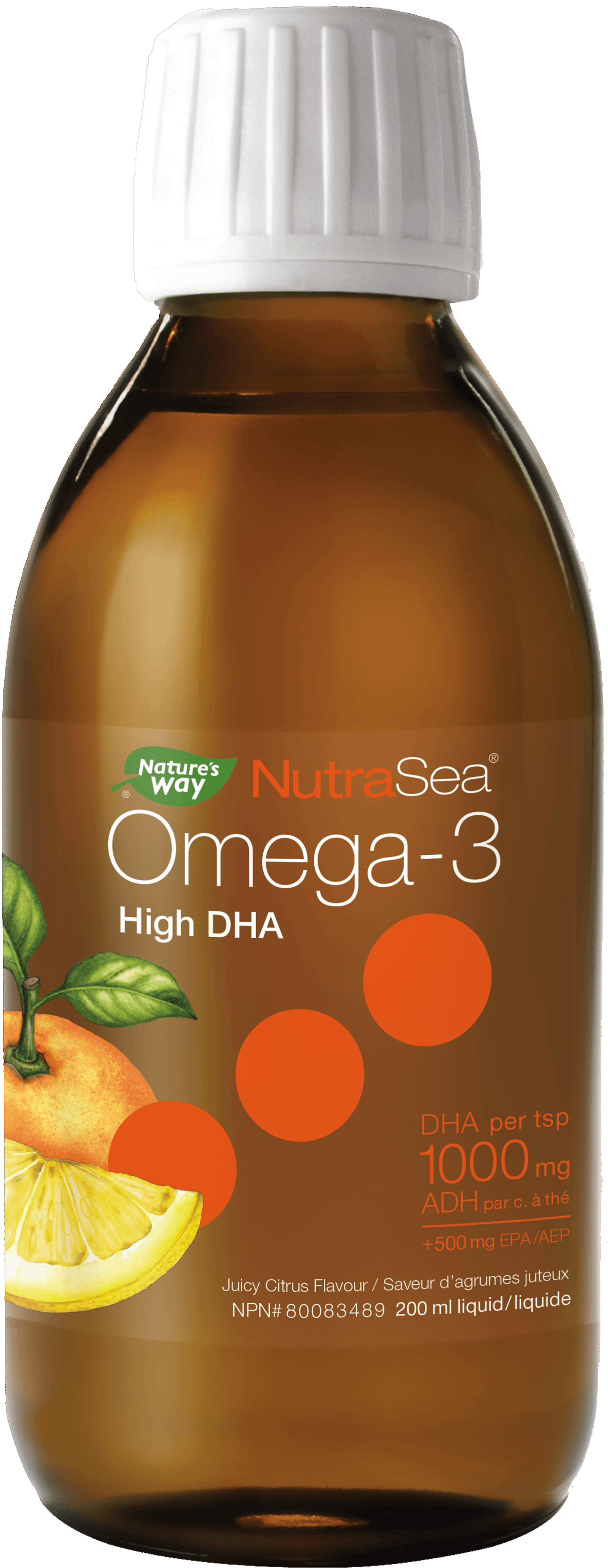 Nature's Way - NUTRASEA DHA OMEGA-3 SQUID OIL HIGH DHA - Juicy Citrus Flavour